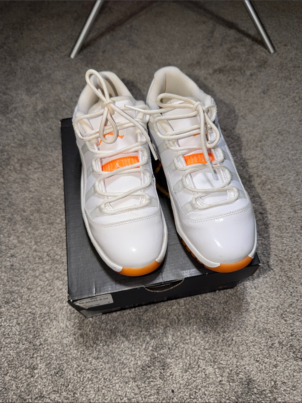 Jordan Kids White and Orange Low-Top Sneakers